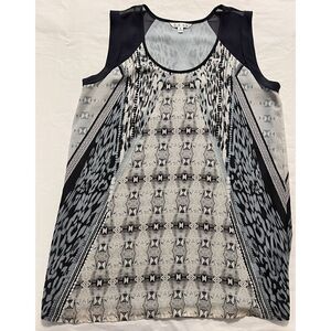 Cabi 253 Mixed Print Blue Sleeveless Tunic Tank Top S Lightweight